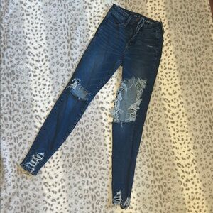 American Eagle Outfitters Blue Skinny Jeans Distressed